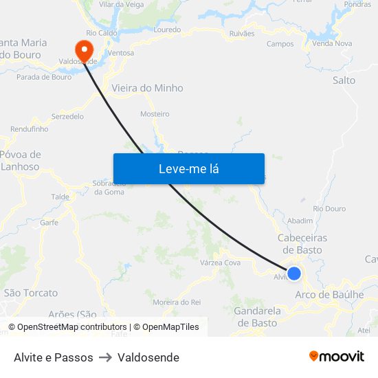 Alvite e Passos to Valdosende map