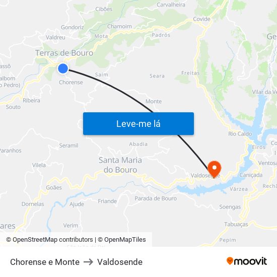 Chorense e Monte to Valdosende map