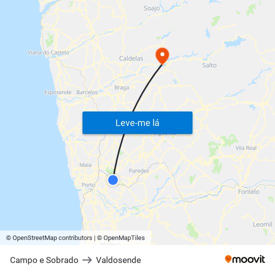 Campo e Sobrado to Valdosende map