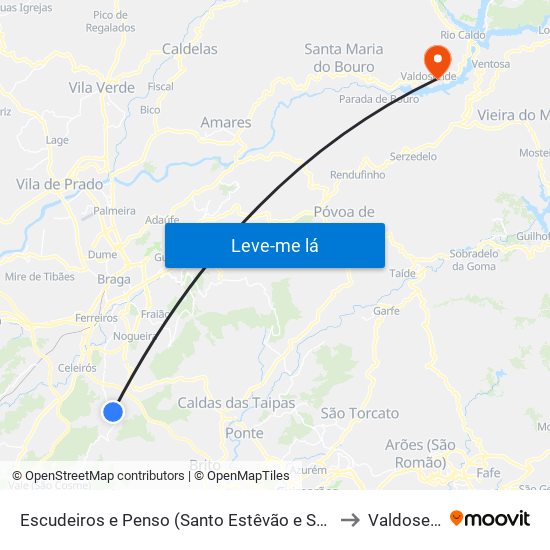 Escudeiros e Penso (Santo Estêvão e São Vicente) to Valdosende map