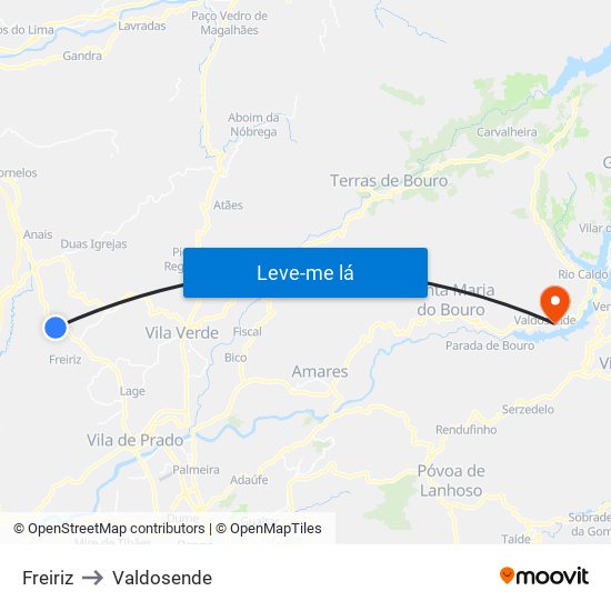 Freiriz to Valdosende map