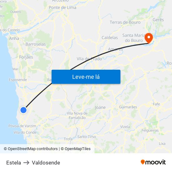 Estela to Valdosende map