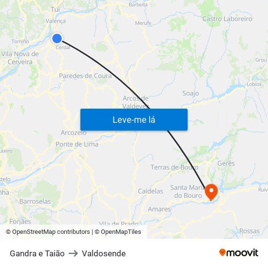 Gandra e Taião to Valdosende map