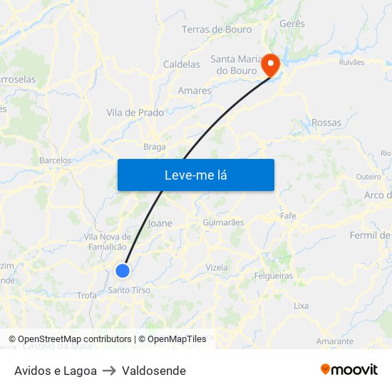 Avidos e Lagoa to Valdosende map