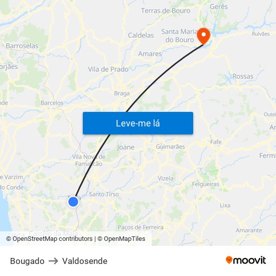 Bougado to Valdosende map