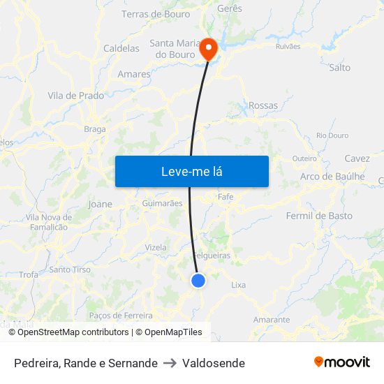 Pedreira, Rande e Sernande to Valdosende map