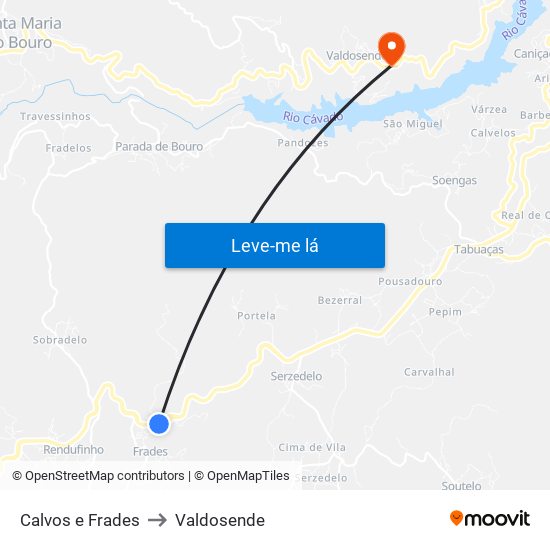 Calvos e Frades to Valdosende map