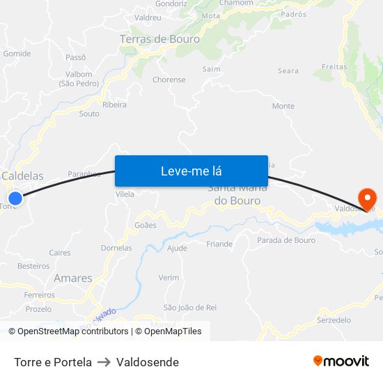 Torre e Portela to Valdosende map