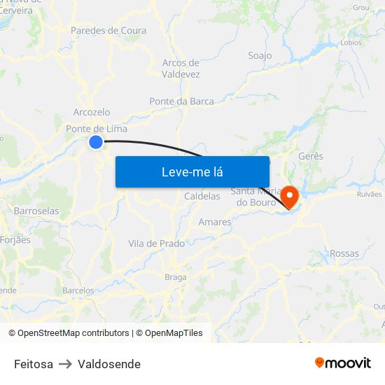 Feitosa to Valdosende map