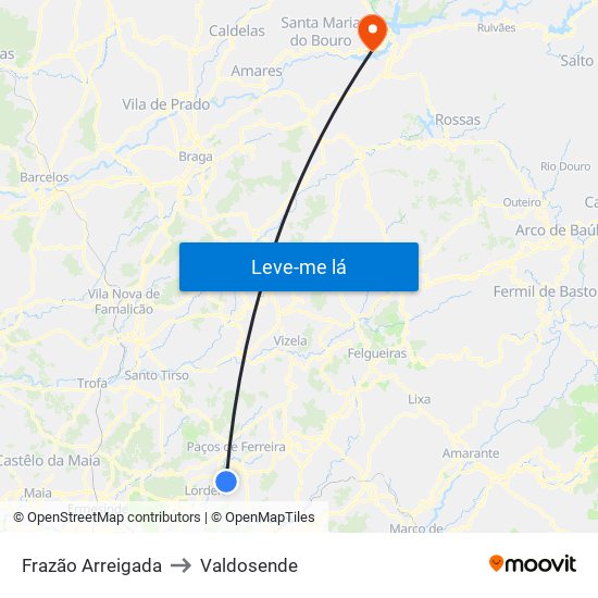 Frazão Arreigada to Valdosende map