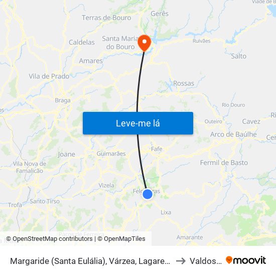 Margaride (Santa Eulália), Várzea, Lagares, Varziela e Moure to Valdosende map