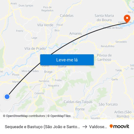 Sequeade e Bastuço (São João e Santo Estêvão) to Valdosende map