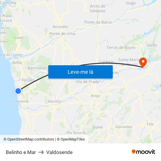 Belinho e Mar to Valdosende map