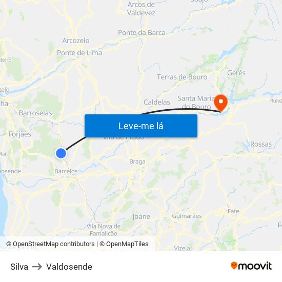 Silva to Valdosende map