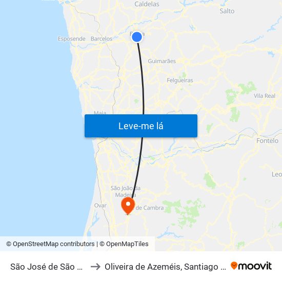 São José de São Lázaro e São João do Souto to Oliveira de Azeméis, Santiago de Riba-Ul, Ul, Macinhata da Seixa e Madail map