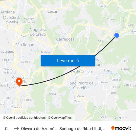 Chave to Oliveira de Azeméis, Santiago de Riba-Ul, Ul, Macinhata da Seixa e Madail map