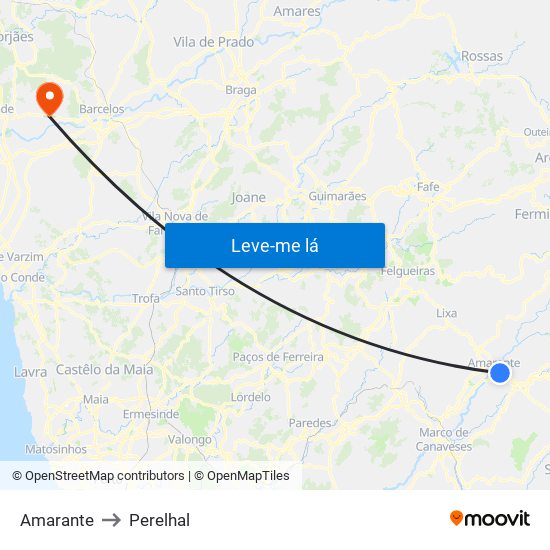 Amarante to Perelhal map