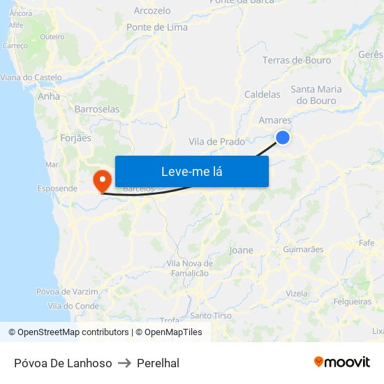Póvoa De Lanhoso to Perelhal map