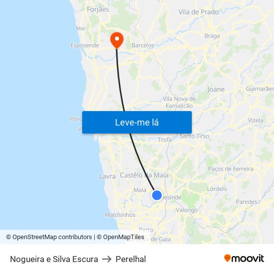 Nogueira e Silva Escura to Perelhal map