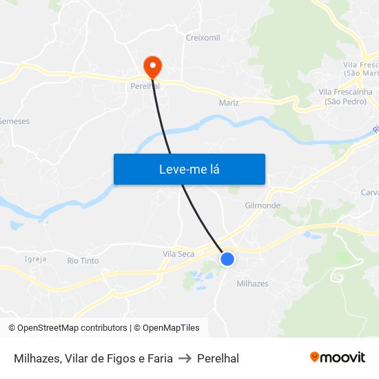 Milhazes, Vilar de Figos e Faria to Perelhal map