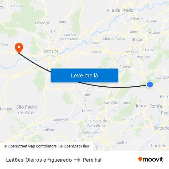 Leitões, Oleiros e Figueiredo to Perelhal map