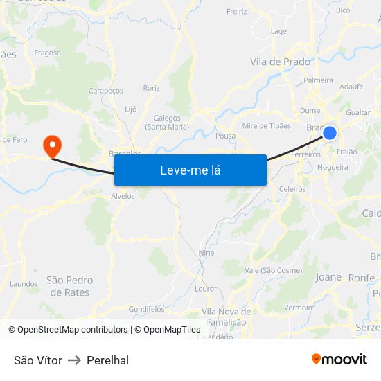 São Vítor to Perelhal map