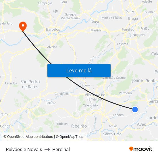 Ruivães e Novais to Perelhal map