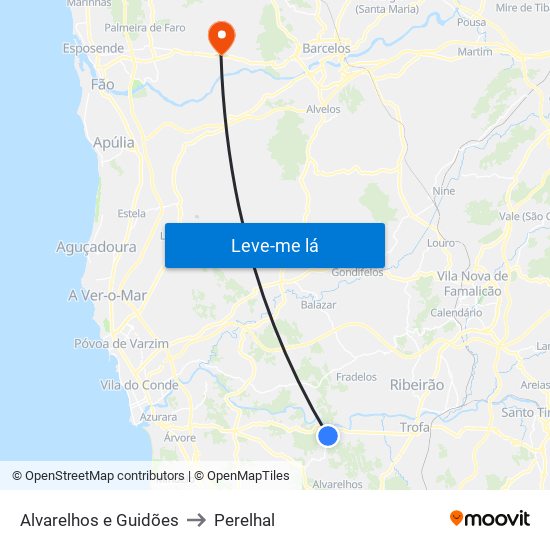 Alvarelhos e Guidões to Perelhal map