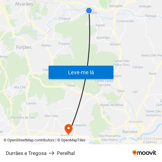 Durrães e Tregosa to Perelhal map