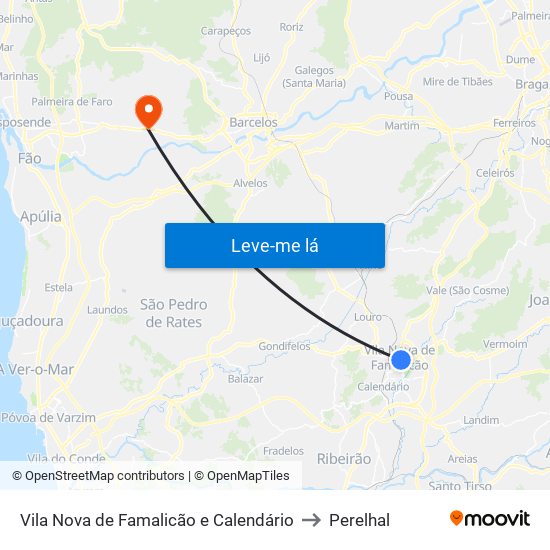 Vila Nova de Famalicão e Calendário to Perelhal map