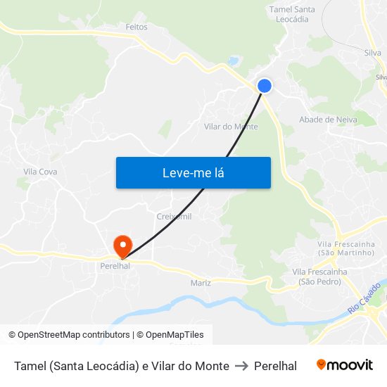 Tamel (Santa Leocádia) e Vilar do Monte to Perelhal map