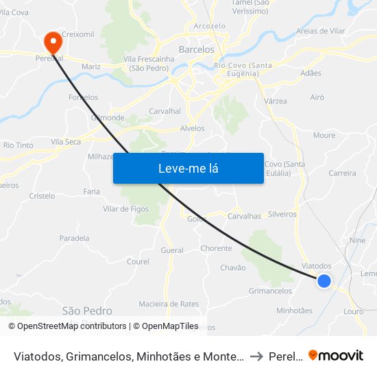 Viatodos, Grimancelos, Minhotães e Monte de Fralães to Perelhal map