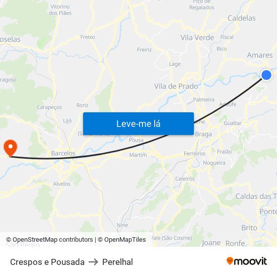 Crespos e Pousada to Perelhal map