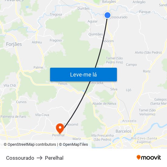 Cossourado to Perelhal map