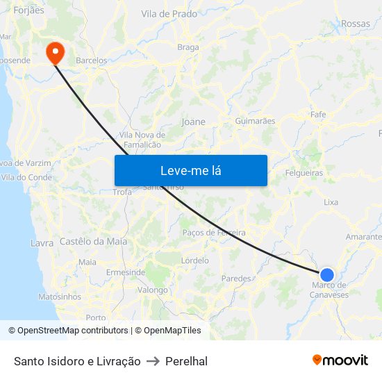 Santo Isidoro e Livração to Perelhal map