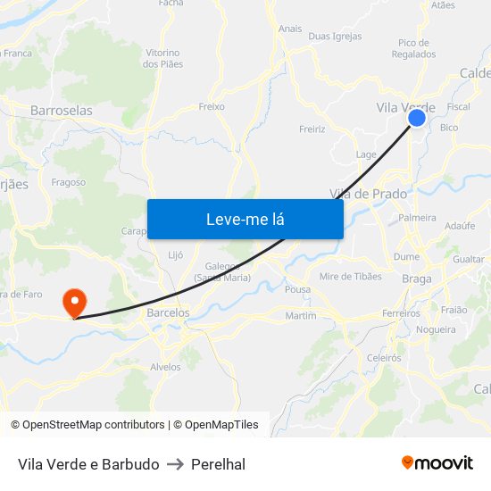 Vila Verde e Barbudo to Perelhal map
