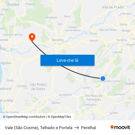 Vale (São Cosme), Telhado e Portela to Perelhal map