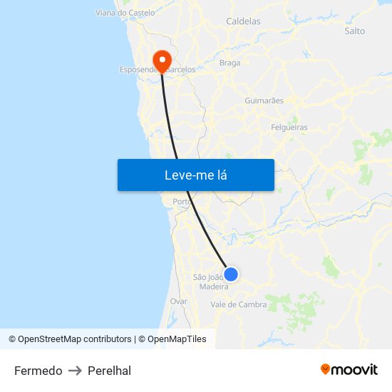 Fermedo to Perelhal map
