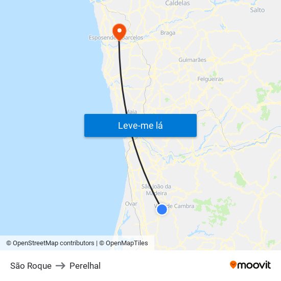 São Roque to Perelhal map