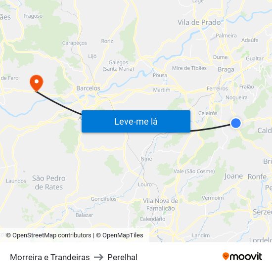 Morreira e Trandeiras to Perelhal map