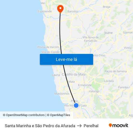 Santa Marinha e São Pedro da Afurada to Perelhal map
