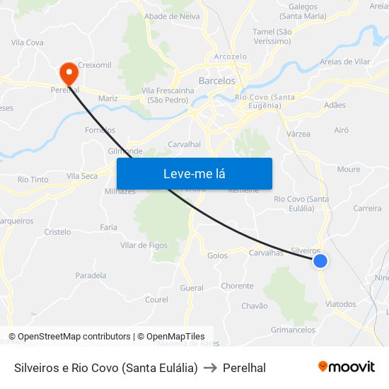 Silveiros e Rio Covo (Santa Eulália) to Perelhal map