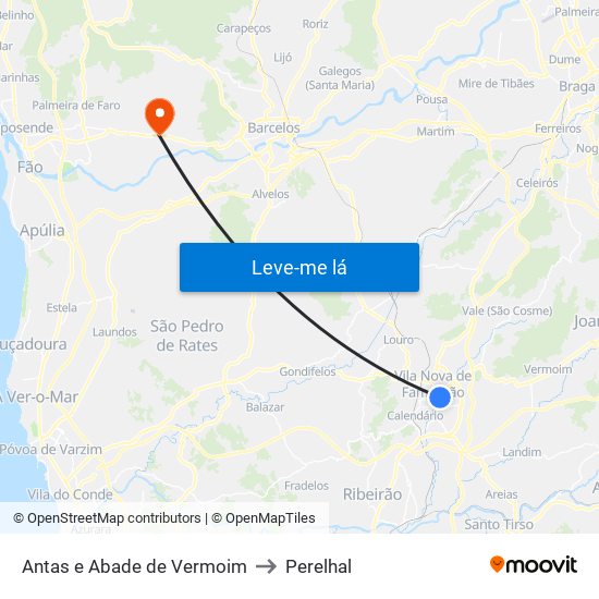 Antas e Abade de Vermoim to Perelhal map