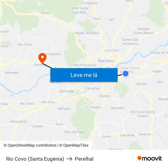 Rio Covo (Santa Eugénia) to Perelhal map
