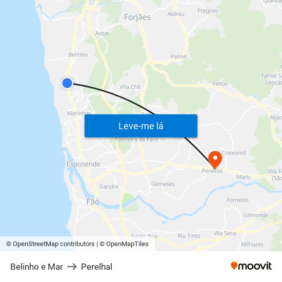 Belinho e Mar to Perelhal map