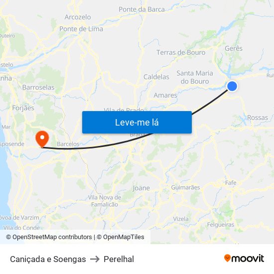 Caniçada e Soengas to Perelhal map