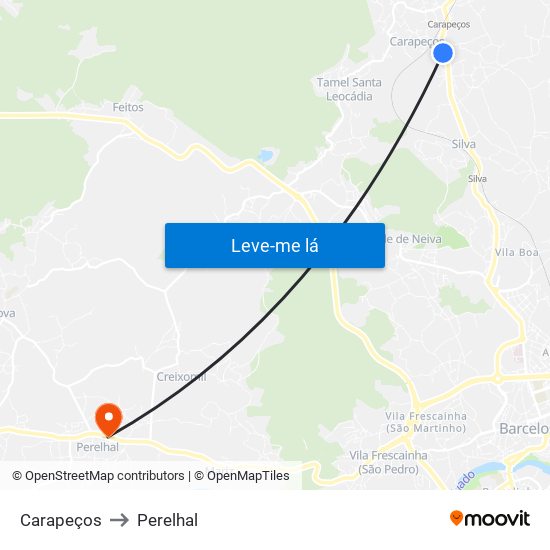 Carapeços to Perelhal map