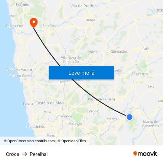 Croca to Perelhal map