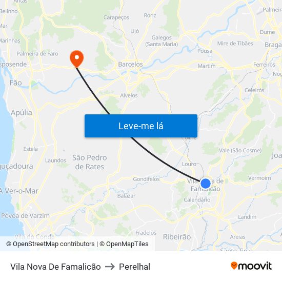 Vila Nova De Famalicão to Perelhal map