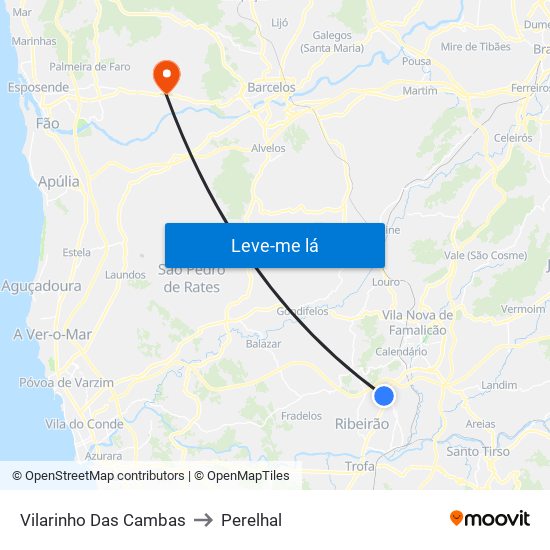 Vilarinho Das Cambas to Perelhal map